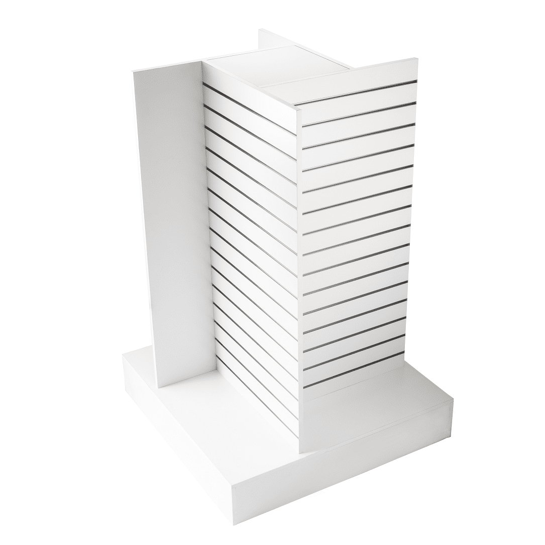 140221 Flat Pack Slatwall 4 Way Gondola White